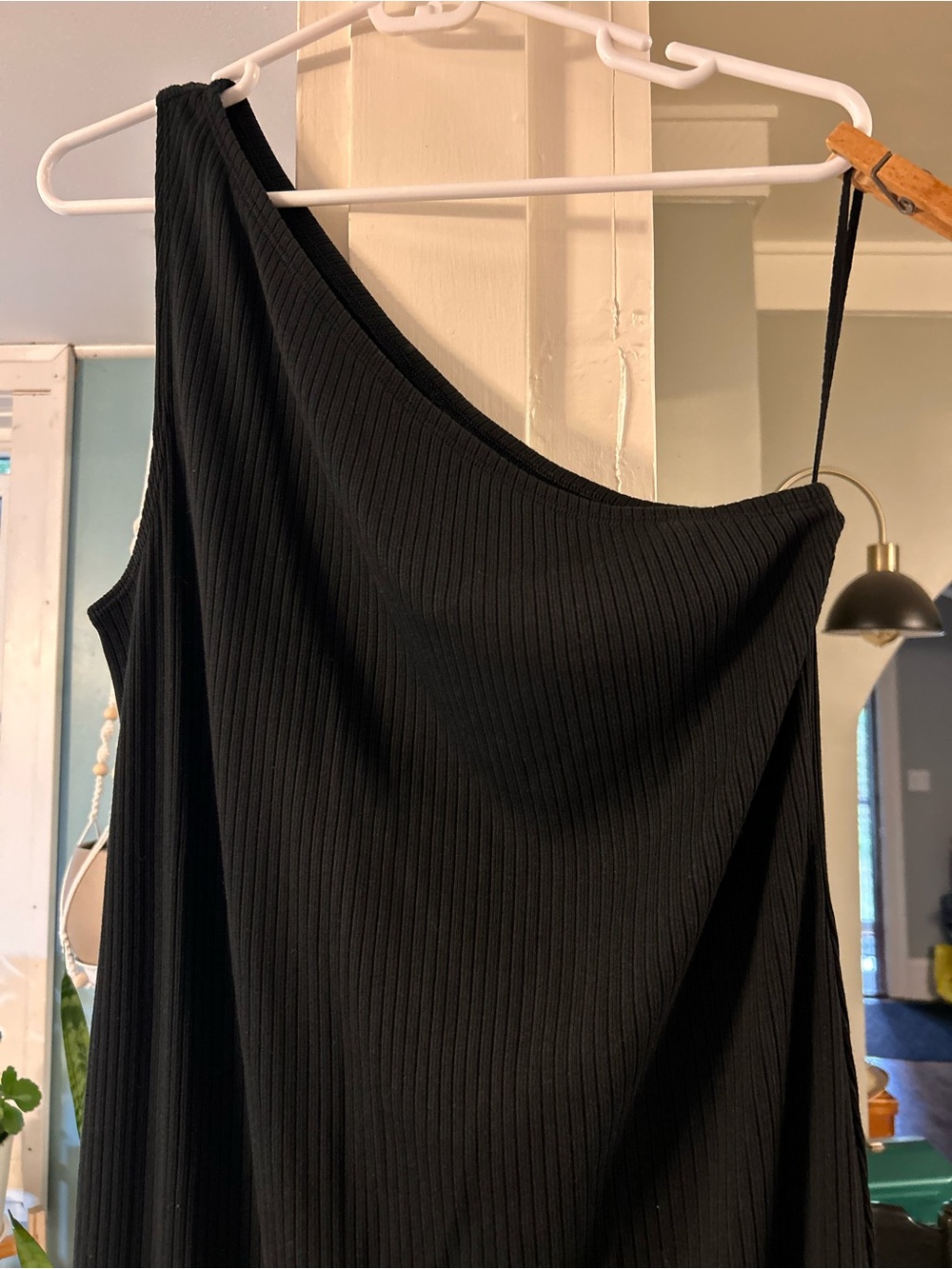 GAP Black One-Shoulder Ribbed Midi Dress - Picture 2 of 6
